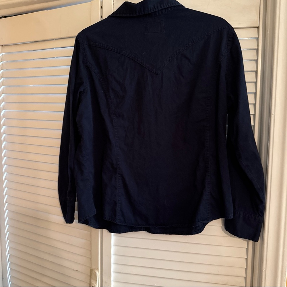 Women's Navy Button Down Shirt - Picture 6 of 16